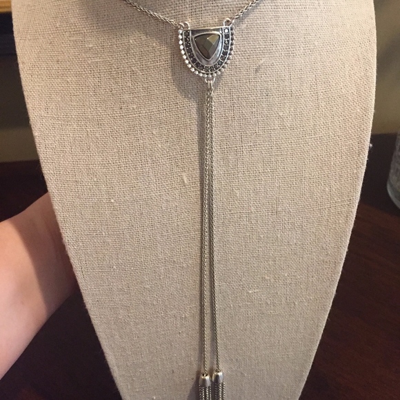 Lucky Brand Jewelry - Lucky Brand Silver Pave Tassel Lariat Necklace